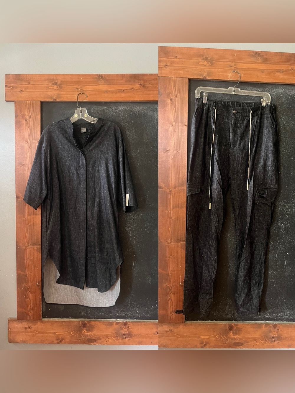 Lorena Antoniazzi Black Button-Up Shirt and Pants set